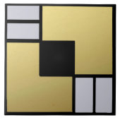 Gold, Grau und Schwarz Art Deco Keramik Tile Fliese (Vorderseite)