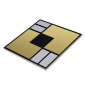 Gold, Grau und Schwarz Art Deco Keramik Tile Fliese (Seite)