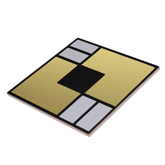 Gold, Grau und Schwarz Art Deco Keramik Tile Fliese (Seite)