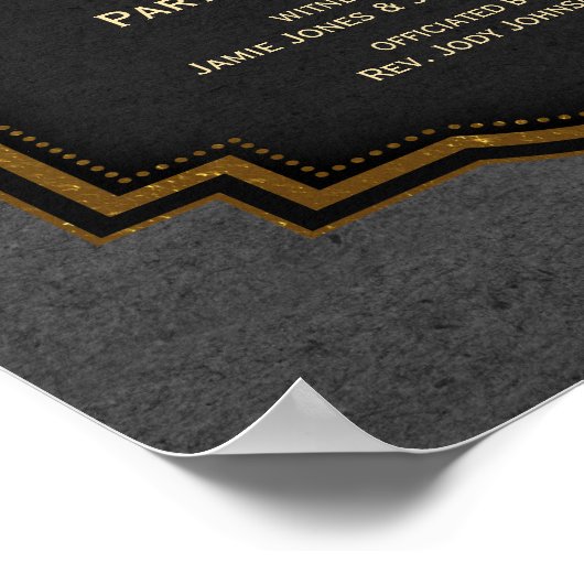Gold Gray Black Alternative Wedding Certificate Poster (Ecke)
