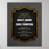 Gold Gray Black Alternative Wedding Certificate Poster (Vorne)