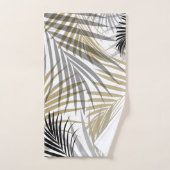 Gold Gray Black Palm Blätter Traumstrecke - Cali S Badhandtuch Set (Handtuch)