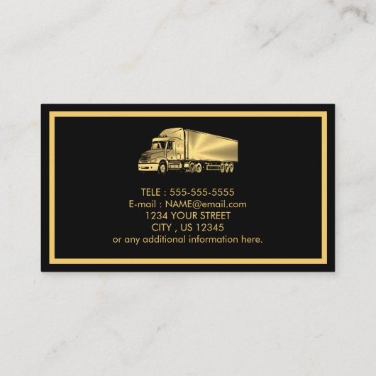 Gold Gray Black Retro Columns Logistics Trucking Visitenkarte (Rückseite)