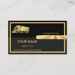 Gold Gray Black Retro Columns Logistics Trucking Visitenkarte