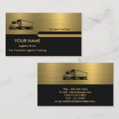 Gold Gray Black Retro Columns Logistics Trucking Visitenkarte (Vorne/Hinten)