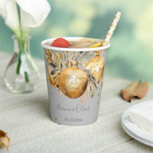 Gold Gray Christmas Pappbecher