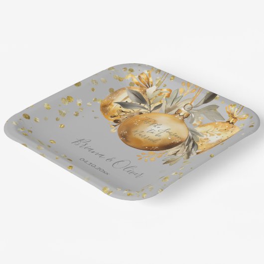 Gold Gray Christmas Pappteller (Gewinkelt)