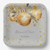 Gold Gray Christmas Pappteller (Vorderseite)