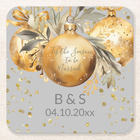 Gold Gray Christmas Rechteckiger Pappuntersetzer (Vorderseite)
