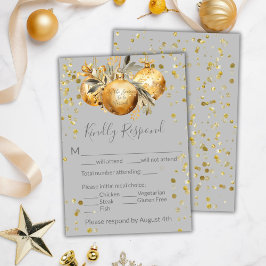 Gold Gray Christmas RSVP Karte
