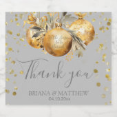 Gold Gray Christmas Schaumweinetikett (Einzelnes Label)