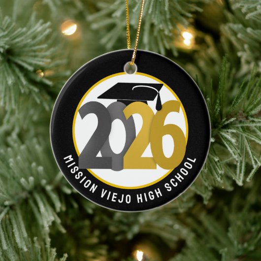 Gold Gray Class 2026 Foto Abschluss Keramik Ornament (Baum)