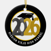 Gold Gray Class 2026 Foto Abschluss Keramik Ornament (Vorne)