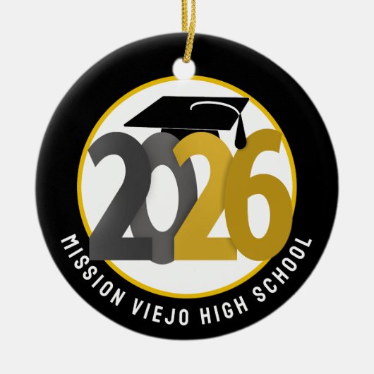 Gold Gray Class 2026 Foto Abschluss Keramik Ornament (Vorne)