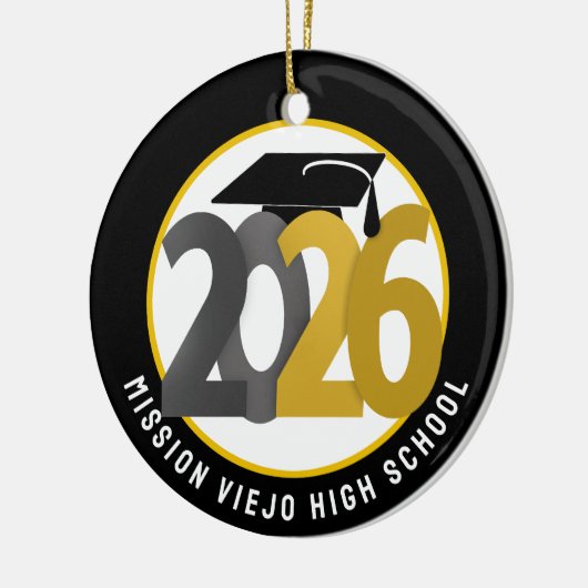 Gold Gray Class 2026 Foto Abschluss Keramik Ornament (Links)