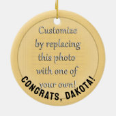 Gold Gray Class 2026 Foto Abschluss Keramik Ornament (Hinten)