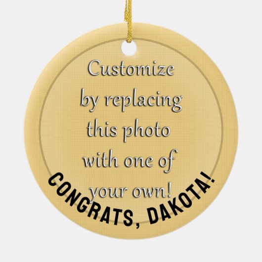 Gold Gray Class 2026 Foto Abschluss Keramik Ornament (Hinten)