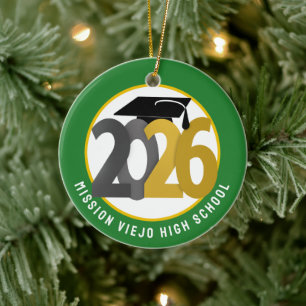 Gold Gray Class 2026 Foto Abschluss Keramik Ornament