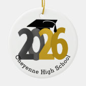 Gold Gray Class 2026 Foto Abschluss Keramik Ornament (Vorne)