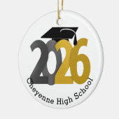 Gold Gray Class 2026 Foto Abschluss Keramik Ornament (Links)