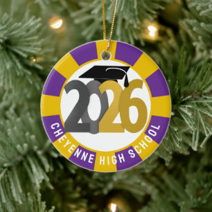 Gold Gray Class 2026 Foto Abschluss Keramik Ornament