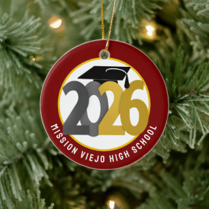 Gold Gray Class 2026 Foto Abschluss Keramik Ornament