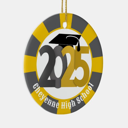 Gold Gray Class of 2025 (Name hinzufügen) Abschlus Keramik Ornament (Rechts)