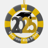 Gold Gray Class of 2025 (Name hinzufügen) Abschlus Keramik Ornament (Vorne)