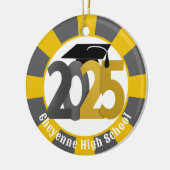 Gold Gray Class of 2025 (Name hinzufügen) Abschlus Keramik Ornament (Links)