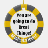 Gold Gray Class of 2025 (Name hinzufügen) Abschlus Keramik Ornament (Hinten)