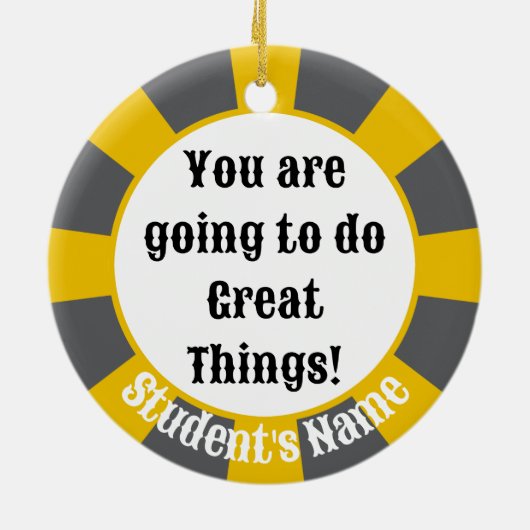 Gold Gray Class of 2025 (Name hinzufügen) Abschlus Keramik Ornament (Hinten)