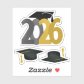Gold Gray Class of 2026 Abschluss Aufkleber (Blatt)