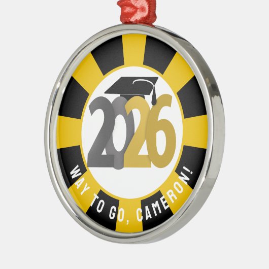 Gold Gray Class of 2026 Abschluss Ornament Aus Metall (Links)