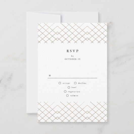 Gold Gray Elegance Diamond Geo Deko Wedding RSVP Karte (Vorderseite)
