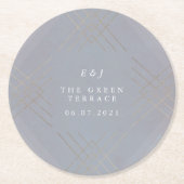 Gold Gray Elegance Diamond Geo Deko Wedding Runder Pappuntersetzer (Vorderseite)
