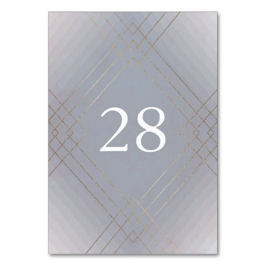 Gold Gray Elegance Diamond Geo Deko Wedding Tischnummer (Vorderseite)