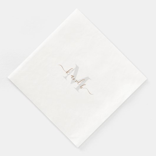 Gold & Gray Initials Script Paper Dinner Serviette (Ecke)