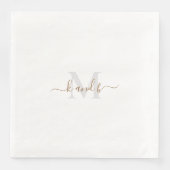 Gold & Gray Initials Script Paper Dinner Serviette (Vorderseite)