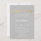 Gold & Gray Miss an Frau Bridal Dusche Einladung (Vorderseite)