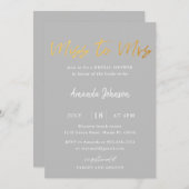 Gold & Gray Miss an Frau Bridal Dusche Einladung (Vorne/Hinten)