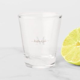 Gold & Gray Monogram & Script-Namen Schnapsglas