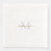 Gold & Gray Monogram & Script-Namen Serviette (Vorderseite)