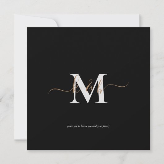 Gold & Gray Monogram Script Scripte Weihnachten Karte (Vorderseite)