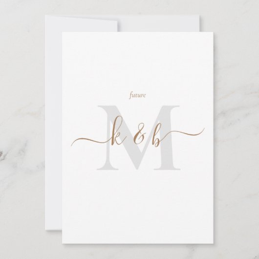 Gold & Gray Monogram Swash Script Bride Partys Einladung (Vorderseite)