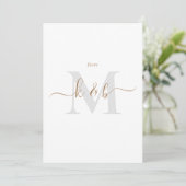Gold & Gray Monogram Swash Script Bride Partys Einladung (Stehend Vorderseite)