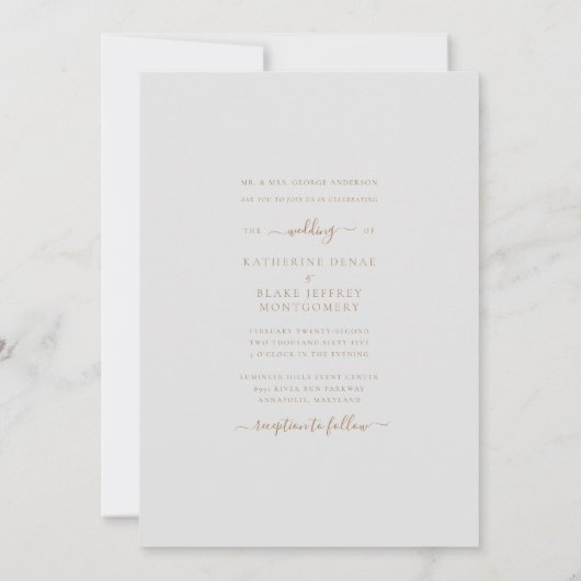 Gold & Gray Monogram Swash Script Bride Partys Einladung (Rückseite)