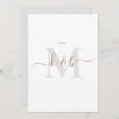 Gold & Gray Monogram Swash Script Bride Partys Einladung (Vorne/Hinten)
