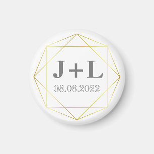 Gold Gray Monogram Wedding rettet den Datumsvortei Magnet