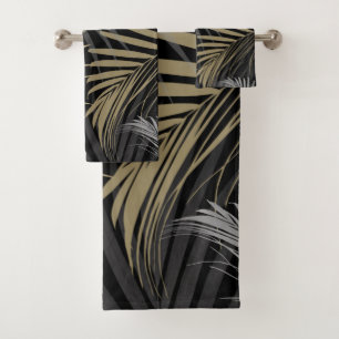 Gold Gray Palm Blätter Dream - Cali Summer Vibes Badhandtuch Set