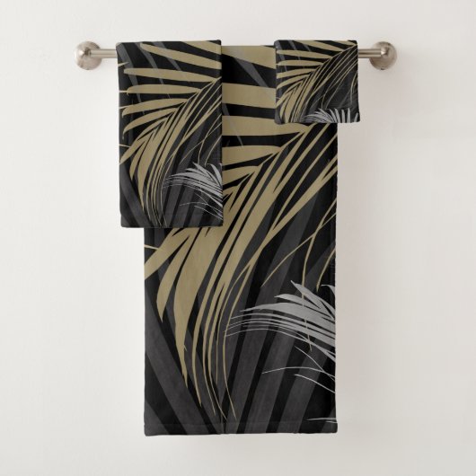 Gold Gray Palm Blätter Dream - Cali Summer Vibes # Badhandtuch Set (Insitu)